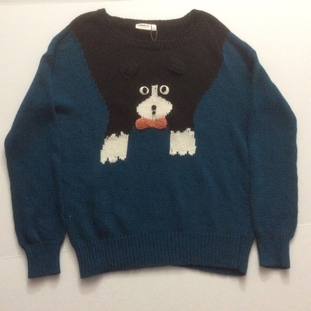 NWT Ladies Doggie  Organic Cotton L S Sweater L
